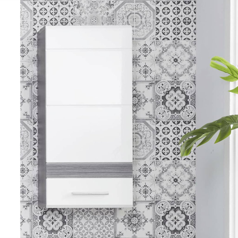 Itianna Bathroom Cabinet, White/Smokey Silver