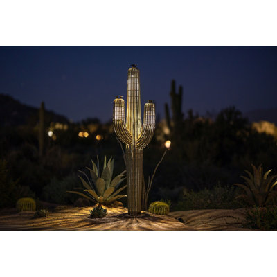 Saguaro Cactus Landscape Statue -  Desert Steel, 102-092V