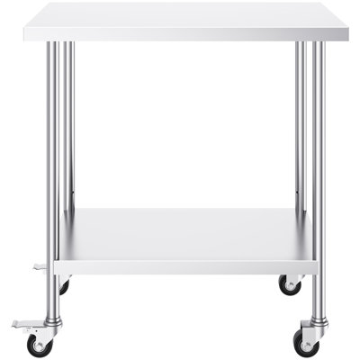 Table de travail réglable en acier inoxydable à 4 roues 24 X 36 38 pouces à 3 niveaux pour la cuisine commerciale