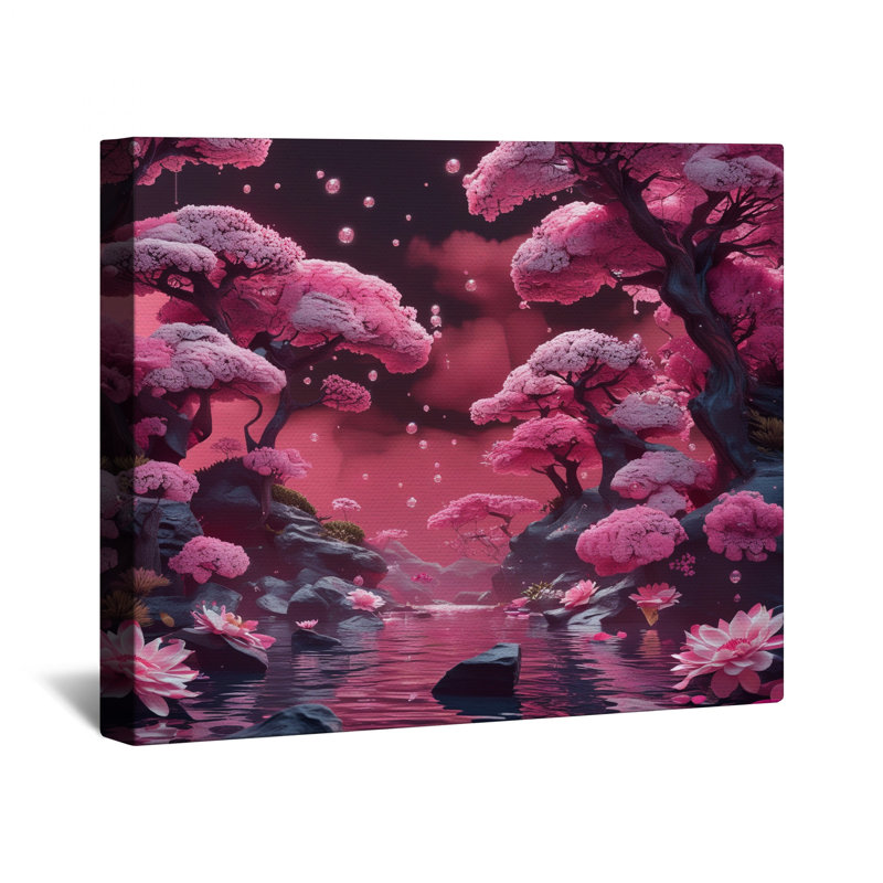 Toile tendue à motif de fleurs roses en plusieurs tailles, 16 x 16 pouces