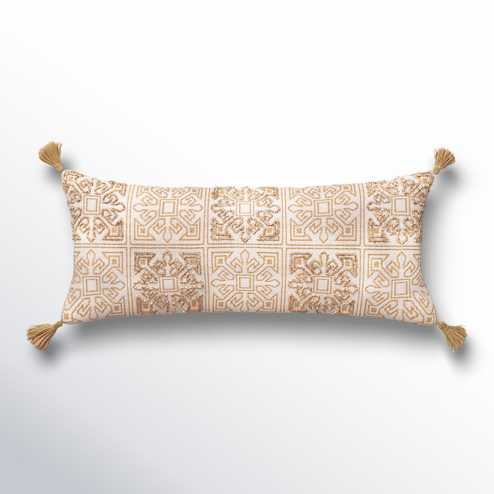 Chloe Block Print Cotton Lumbar Throw Pillow, Polyester/Polyfill