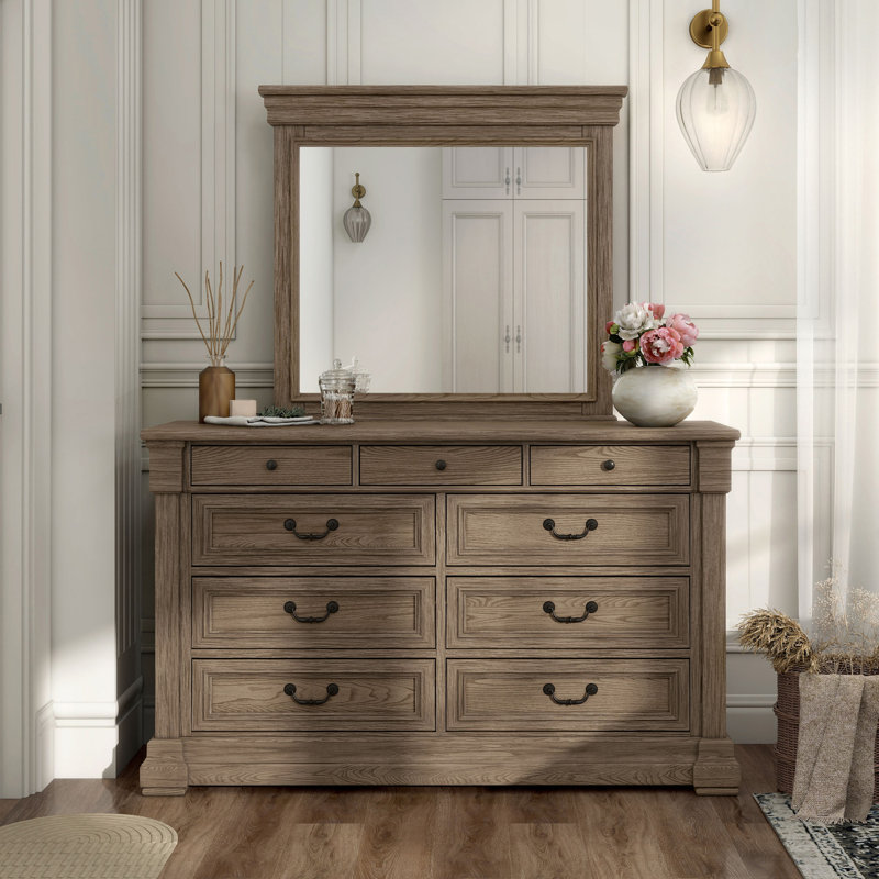Commode 9 tiroirs avec miroir Laniel