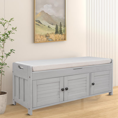 Marrion Contemporary Style Storage Bench with Adjustable Shelves and Cushions, Wooden Legs for Bedrooms and Entryways by Red Barrel Studio