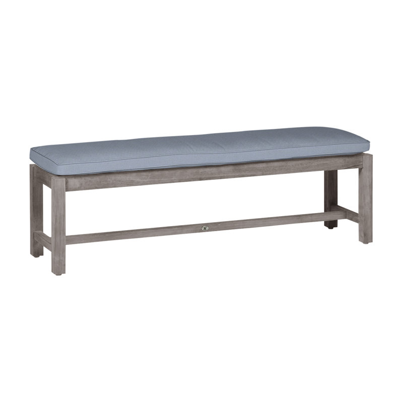 Banc d'extérieur sans dossier 59 po Club, Huître teck, Welt, Sunbrella® ‑ Arbor Chambray colombe