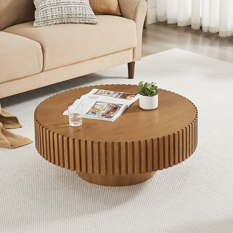 Petite table basse ronde pour appartement 35,43 po, Brun
