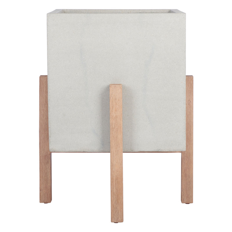 Rankin Elevated Planter, 14.3" H x 14.3" W x 17.5" D, Natural/Light Grey