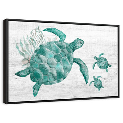 Famille de tortues en bois
