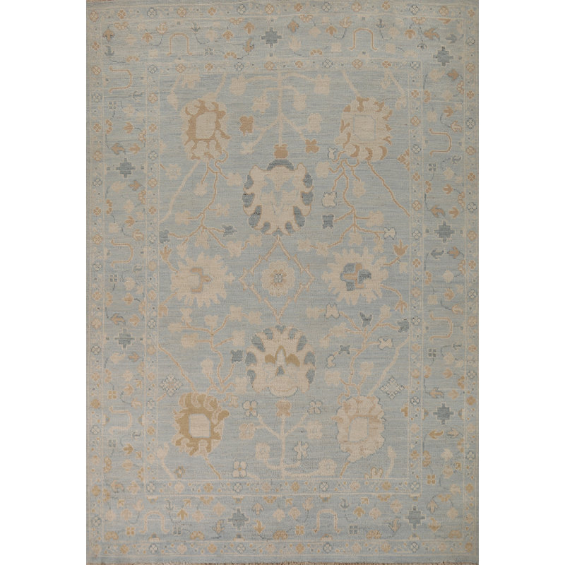 Vegetable Dye Blue Oushak Turkish Rug 5x7