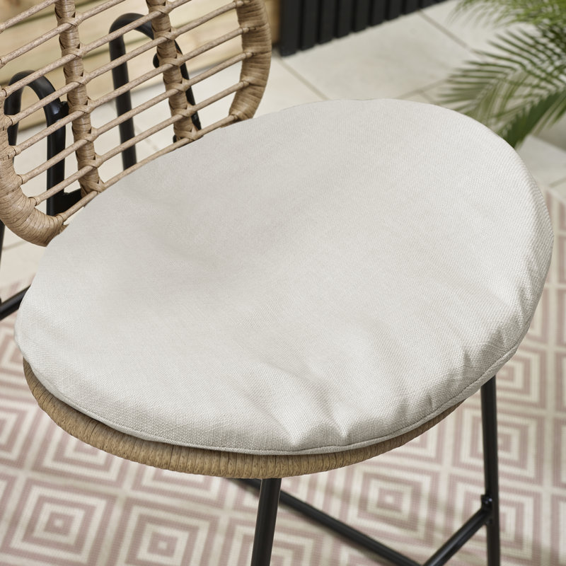 Alpizar Natural Rattan Garden Bar Chair and Table Set for Modern Boho Patio, Cream