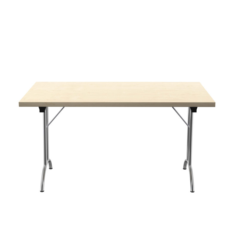 Buariki Rectangle Modular Training Table, 72.5cm H x 140cm W x 80cm D, Chrome, Maple
