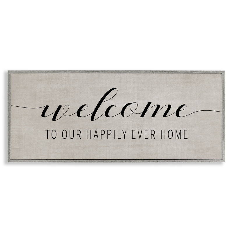 «Happily Ever Home Welcome», estampe numérique, conception par Amanda Murray, H 10 po x l 24 po, Estampe numérique Farmhouse