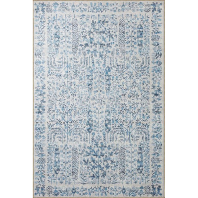 Ice Colored Floral Patterned Woven Base Washable Carpet