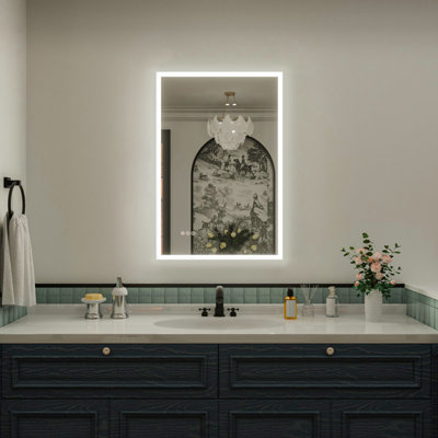 Miroir mural de salle de bain avec lumières à DEL antibuée 3 lumières à intensité variable