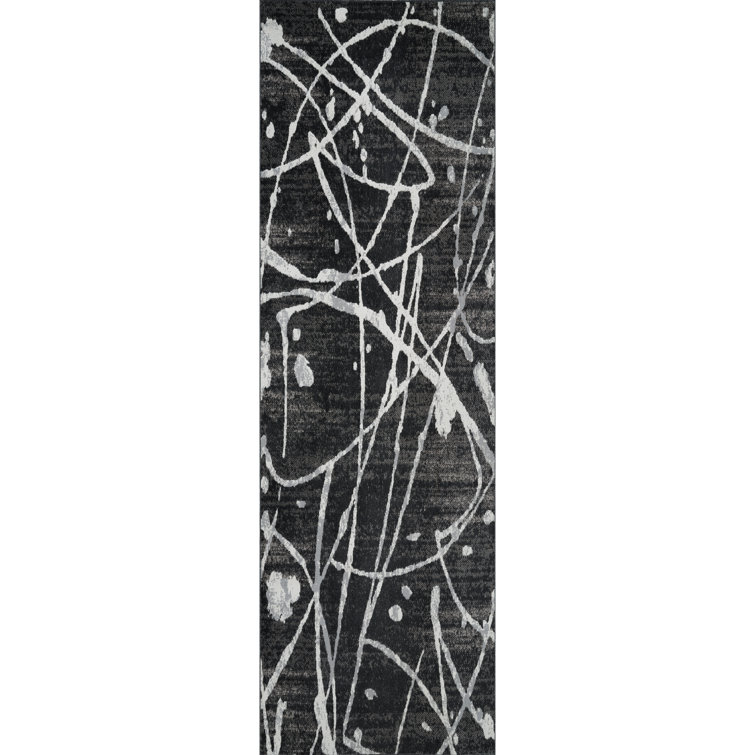 Machine Washable Archie Black/Gray Rug