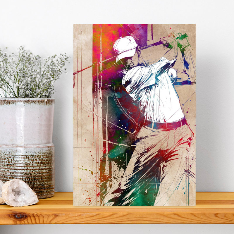 Art mural dynamique et dynamique, golfeur dynamique, H 18 po x l 12 po