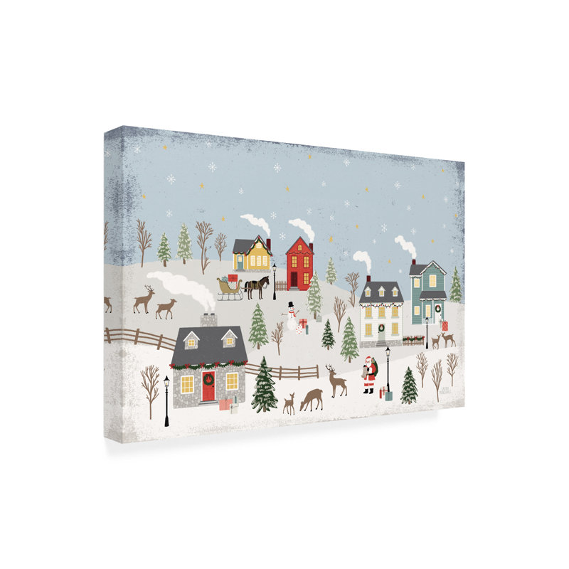 «Laura Village II Day», art sur toile Laura Marshall, H 12 po x l 19 po x P 2 po