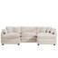 Très grand canapé modulaire à coussins modulaires avec repose-pieds, canapé d'angle modulaire rembourré en U confortable, velours côtelé beige clair