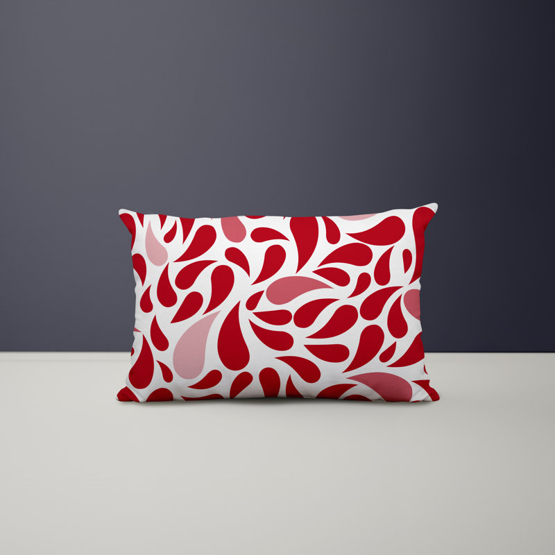 Paisley Outdoor Reversible Throw Pillow, Red