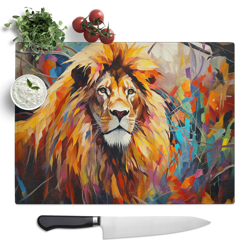 Lion Abstract H0324  Glass Chopping Board