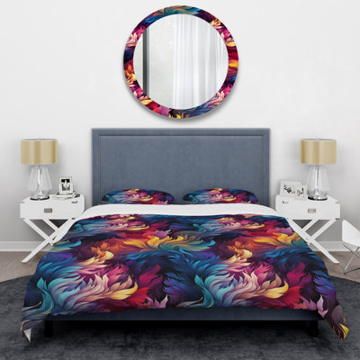 Celestial Aura Spirals II - Ensemble de housse de couette abstrait - Microfibre de polyester