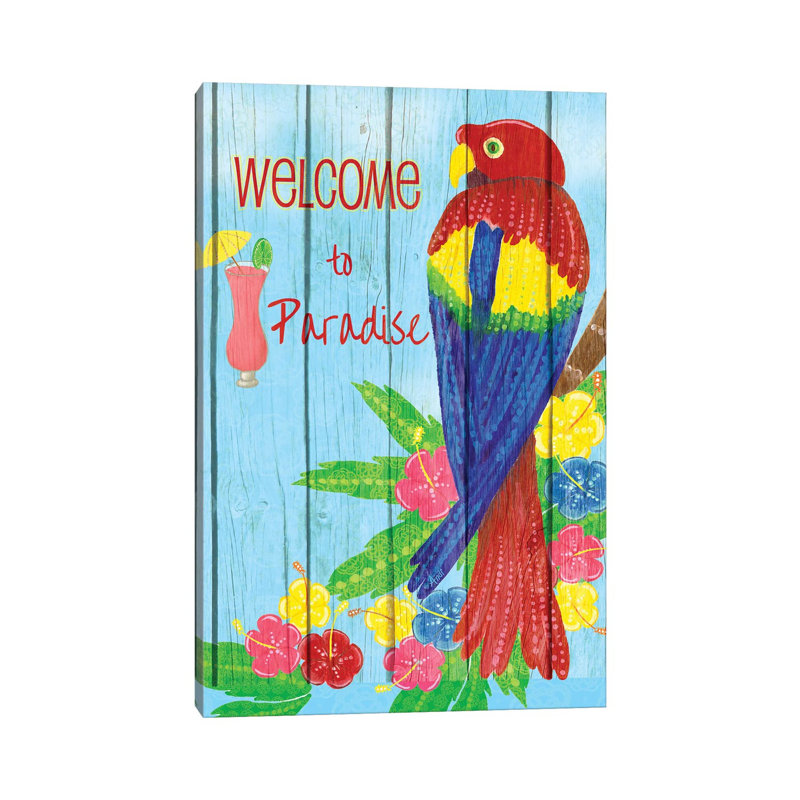 Parrot Party II by Andi Metz - Wrapped Canvas Painting, 66.04 cm H x 45.72 cm W x 1.91 cm D
