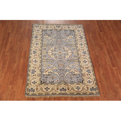 Light Blue Oushak Oriental Accent Rug 4x6