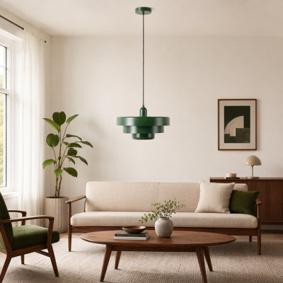 Mid-century Modern 3-layer Metal Pendant Light – 13.7" Adjustable Vintage Chandelier For Living Room, Kitchen, Or Hallway