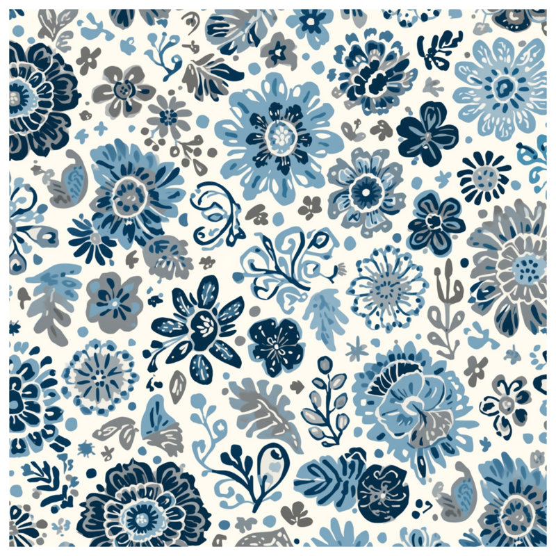 Tapisserie murale motif floral bleu gris, 104in H x88 with 4 Grommets