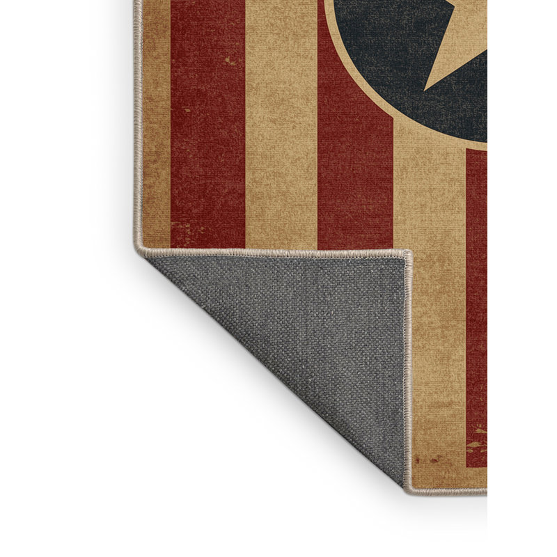 Soft Plush Etamin July 4Th Modern & Contemporary Abstract Area Rug in Brown – Beige Binding, 8x12
