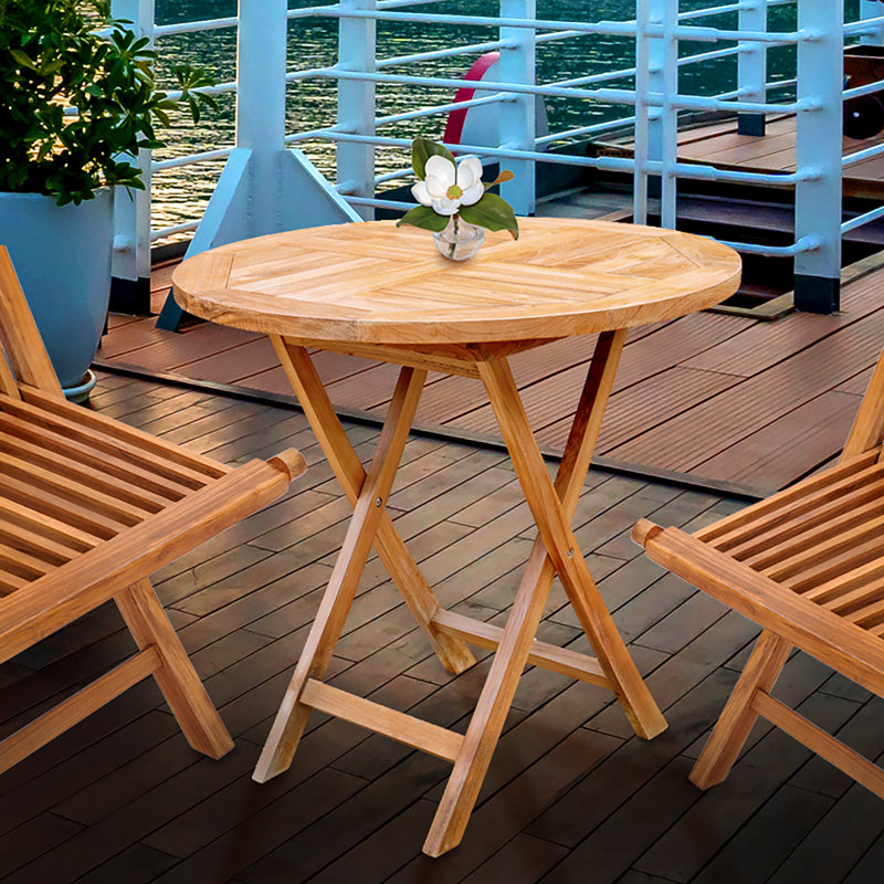 Quinlan Round Teak Folding Outdoor Dining Table , 36'' in. W 36'' in. D