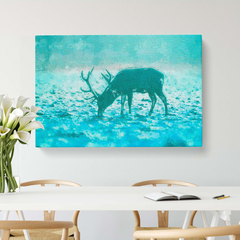 Grazing Stag In Abstract - Wrapped Canvas, 40cm H x 60cm W x 3cm D