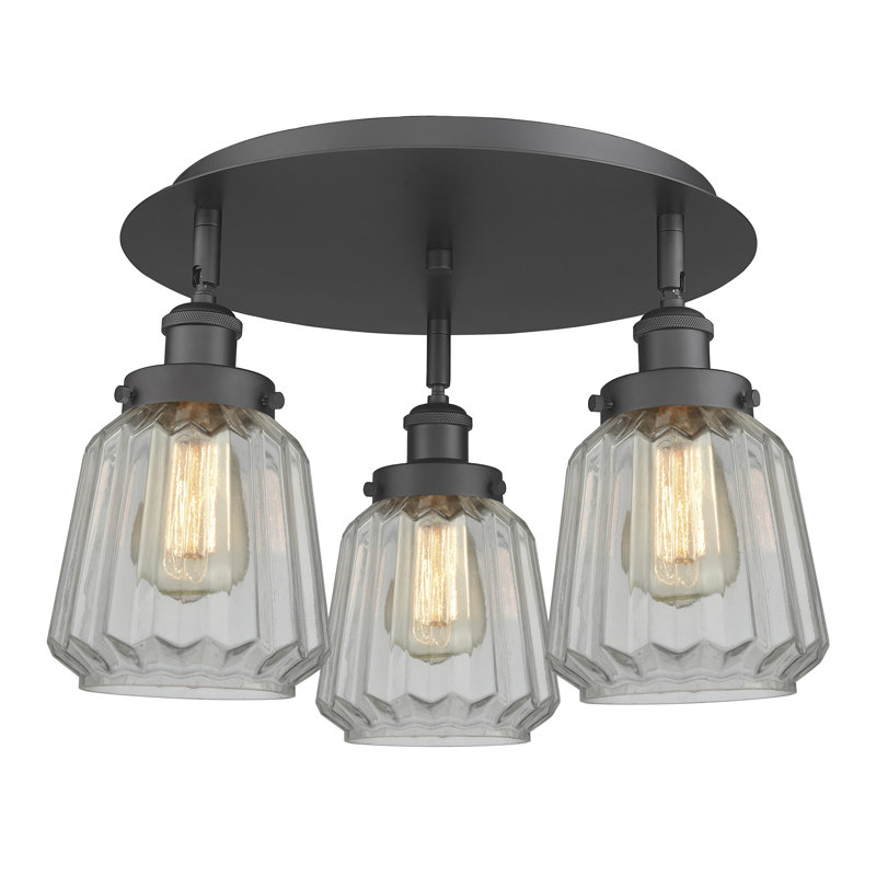 Bayron Glass Flush Mount, Clear, Matte Black