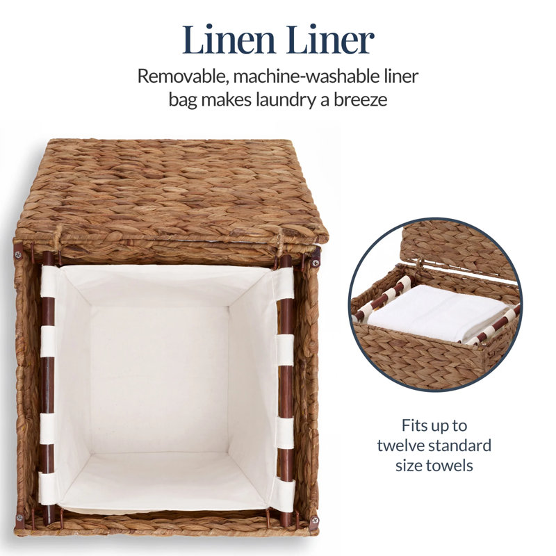 Petit panier à linge avec couvercle, Châtaigne