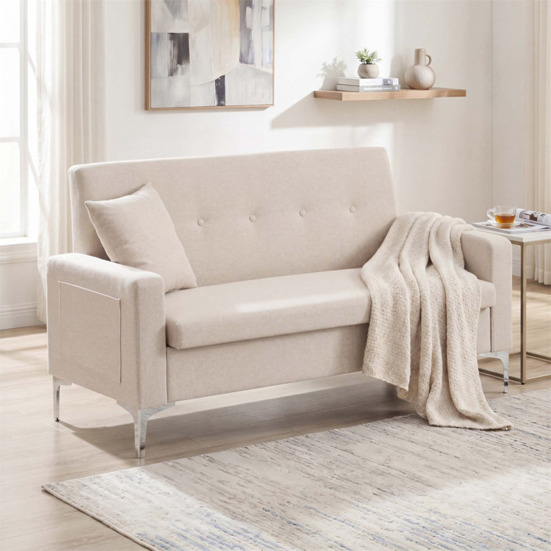 Canapé double de 57 pouces avec rangement, canapé en velours élégant et confortable pour les espaces de vie modernes