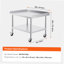 Table de travail en acier inoxydable, table de préparation commerciale de 30 x 36 x 30 pouces avec 4 roues, roulettes, table de préparation robuste à dosseret à 3 côtés, table de travail en métal pour restaurant