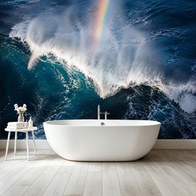 Peel and Stick Wallpaper Wall Mural Ocean Waves Splashes Wall Art Self Adhesive and Removable