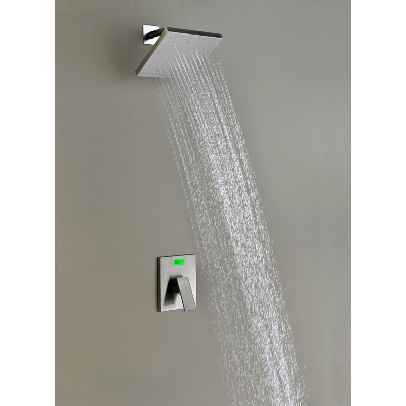 Robinet de douche à rétroéclairage numérique à affichage numérique, système de robinet de douche mural à poignée simple moderne