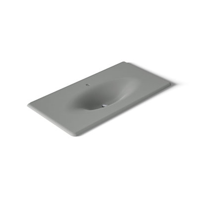 Iron/Impressions 43" Cast Iron One-Piece Surface and Integrated Lavatory with -Hole Faucet Drilling