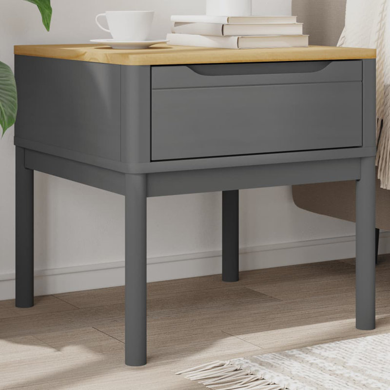 Pantha Solid Wood End Table, Grey