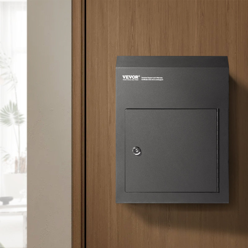 Heavy Duty Black Steel Lockable Wall Mounted Mailbox
