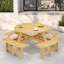 Table de pique-nique d'extérieur pour 8 personnes avec 4 bancs intégrés et trou pour parasol-1747362208