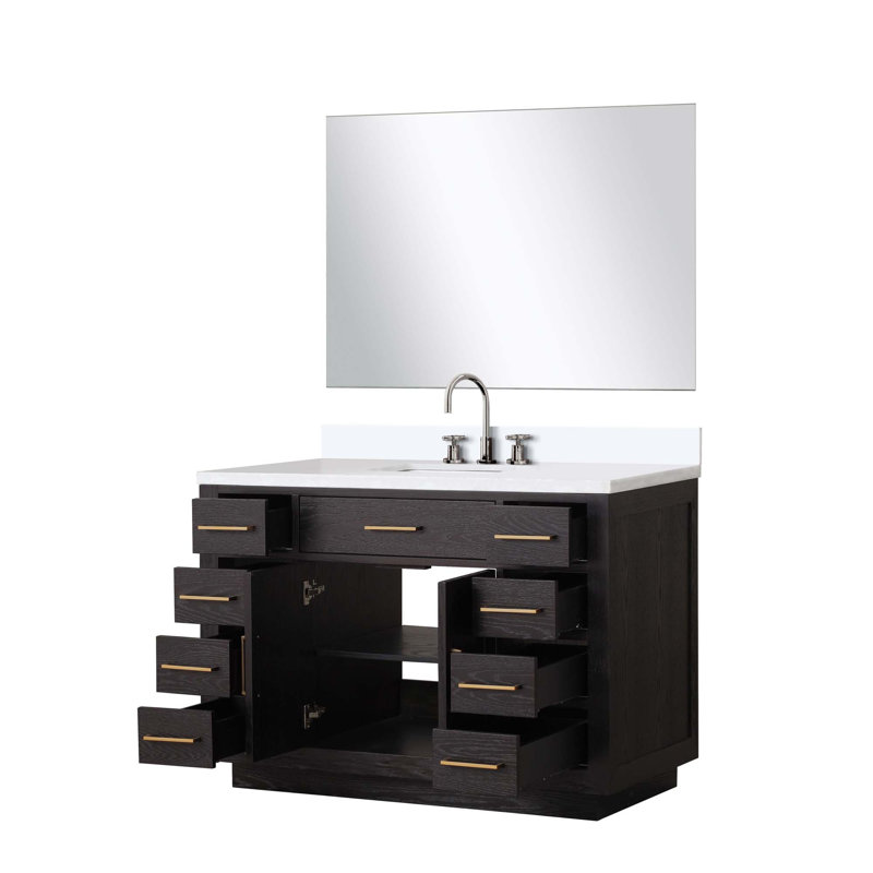 Ensemble de meuble-lavabo simple avec robinet et miroir