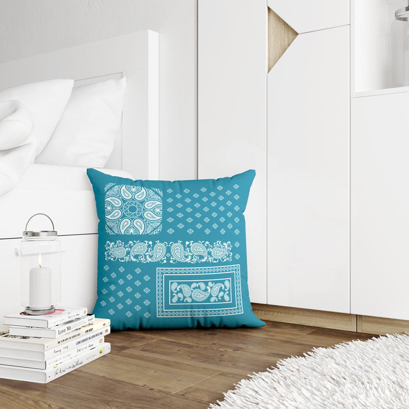 Housse et insert de coussin décoratif en polyester, L 19 po x H 19 po, Turquoise