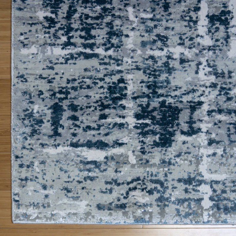 Tapis bleu / gris Lacreisha Geras, Rectangle 5 pi 3 po x 7 pi