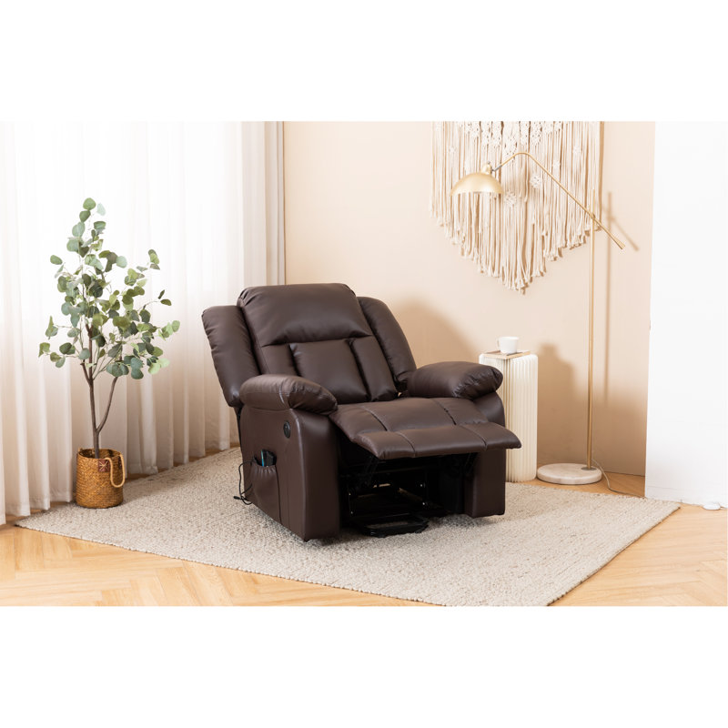 Fauteuil inclinable électrique de massage, fauteuil inclinable en cuir PU, Marron foncé