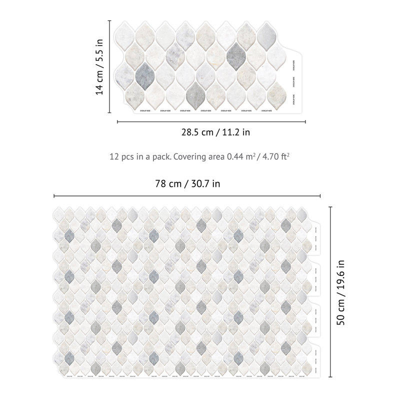 12.01 in. W x 6.07 in. L Fireplace Surround Peel and Stick Mosaic Tile