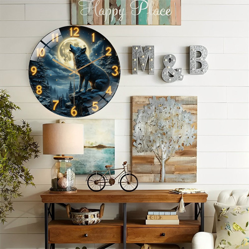 Horloge murale loup