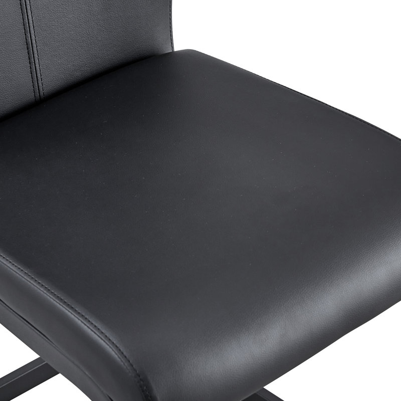 Rheese Modern Faux Leather Cantilever Dining Chairs with Metal Base and Top Handle, Black, 4, Black