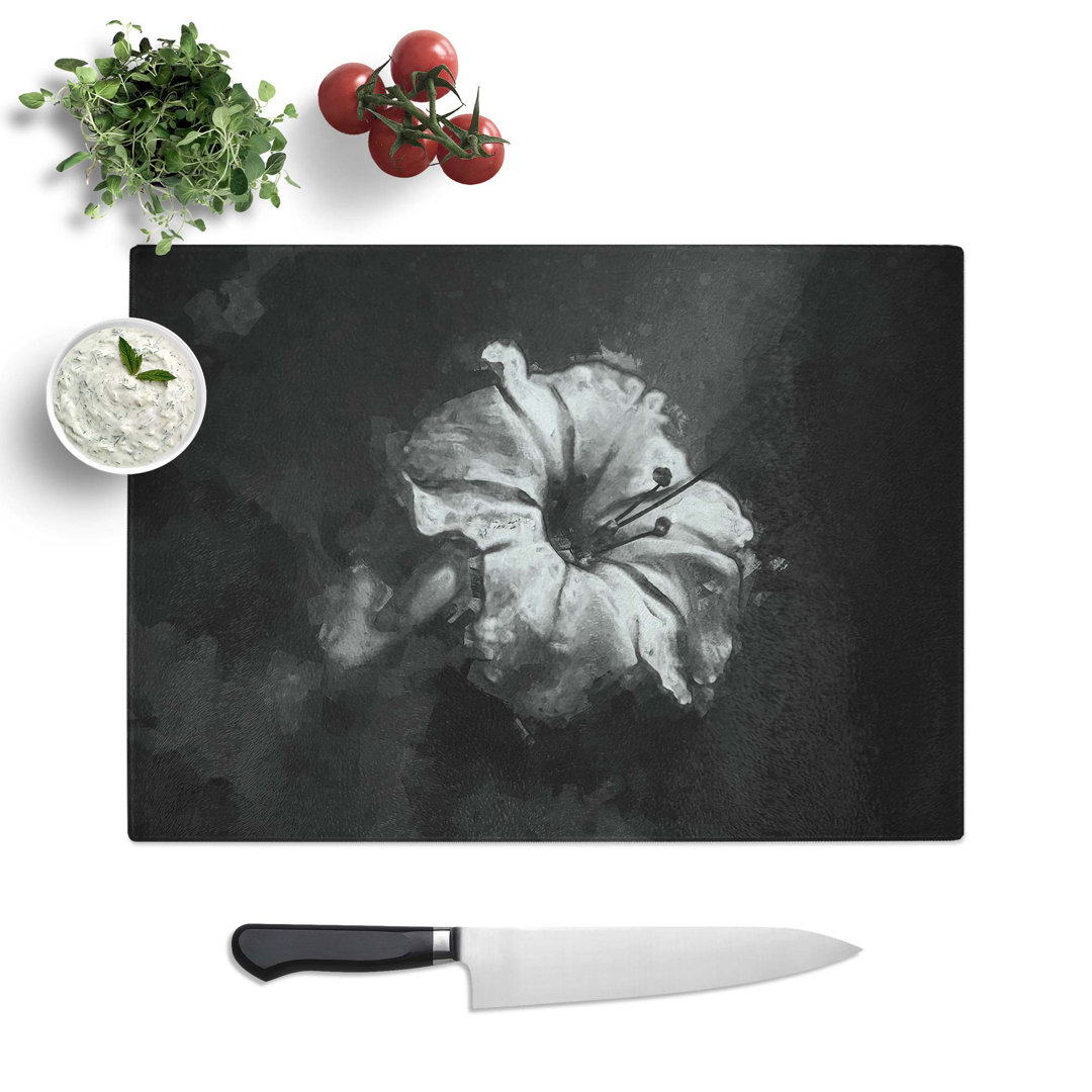 Glass Geranium Flower in Abstract Chopping Board