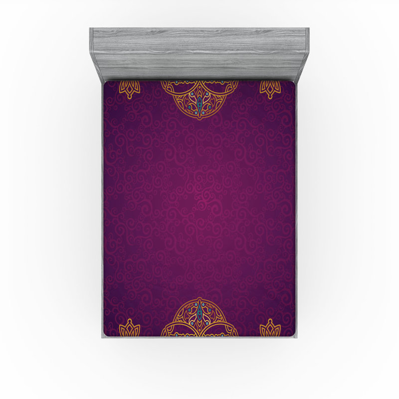 Drap-housse Ambesonne, paquet de 2, Drap-housse grand, Mauve / doré oriental